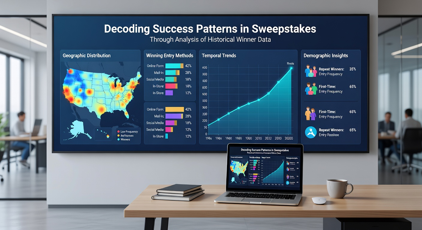 Data visualization showing geographic distribution of sweepstakes winners and entry method comparisons