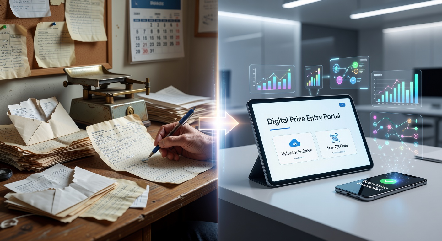 Digital interface for online prize submissions replacing mail-in forms
