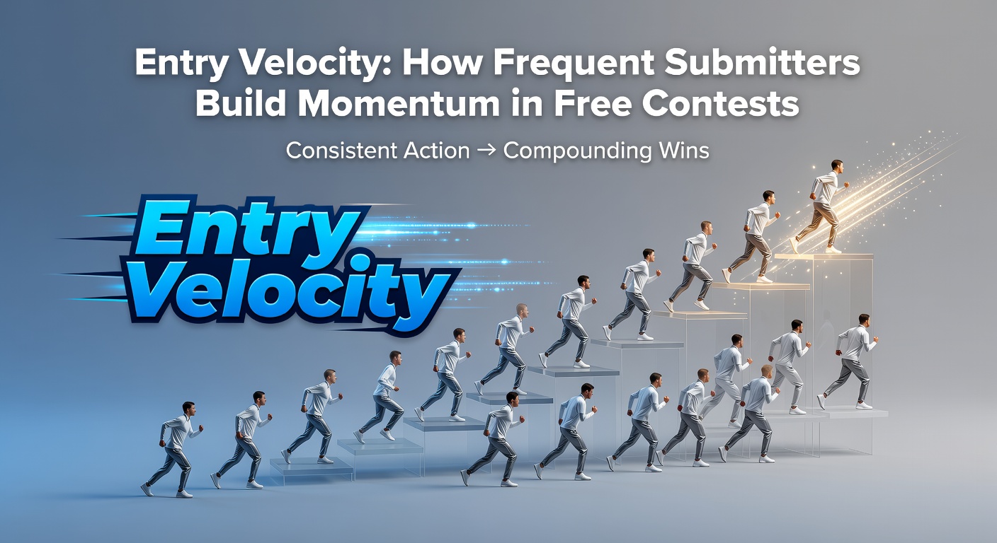 Chart illustrating the correlation between number of entries and win rates in free sweepstakes, with data points rising sharply for frequent submitters