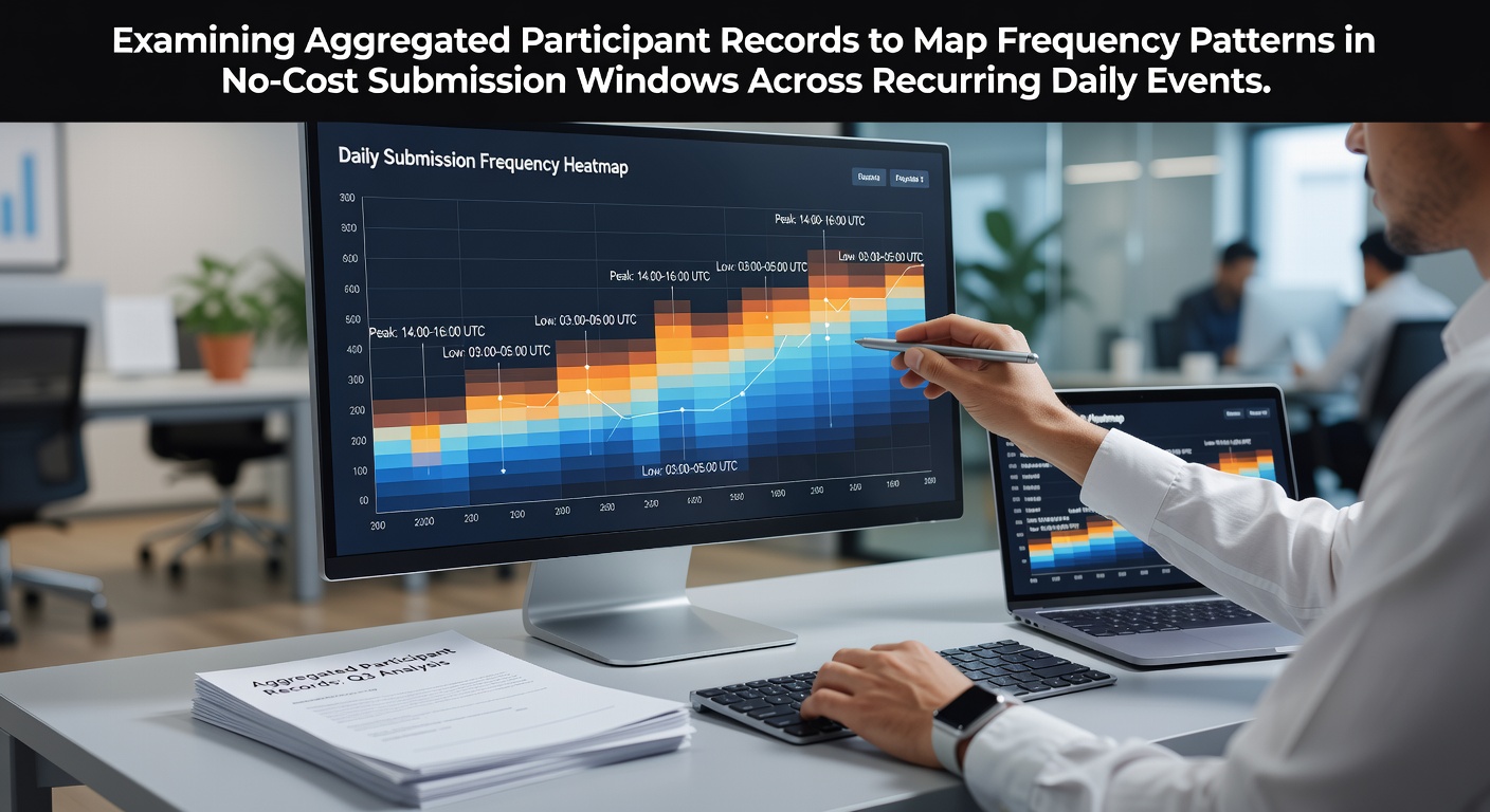 Visualization of aggregated participant records showing frequency patterns across daily submission windows