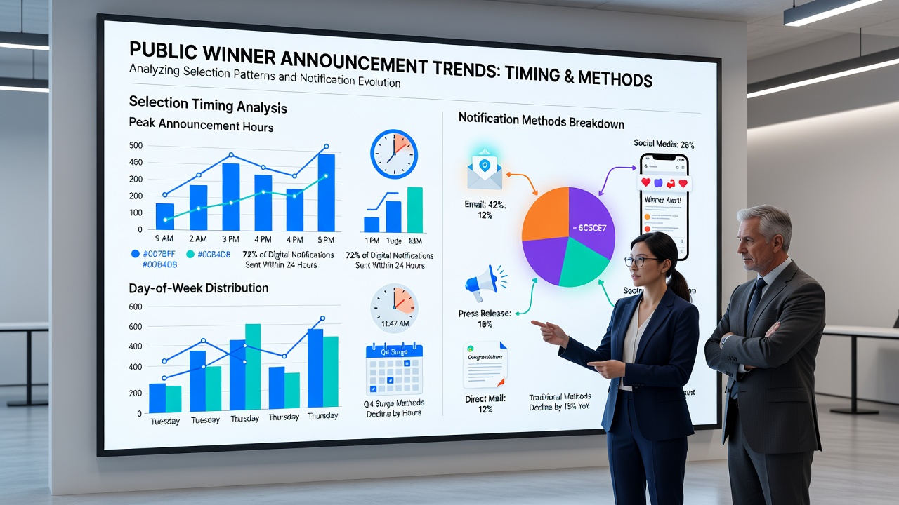 Infographic illustrating notification method distribution in recent sweepstakes announcements