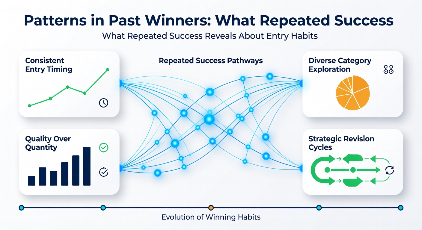 Infographic illustrating how organized tracking leads to repeated contest wins over time