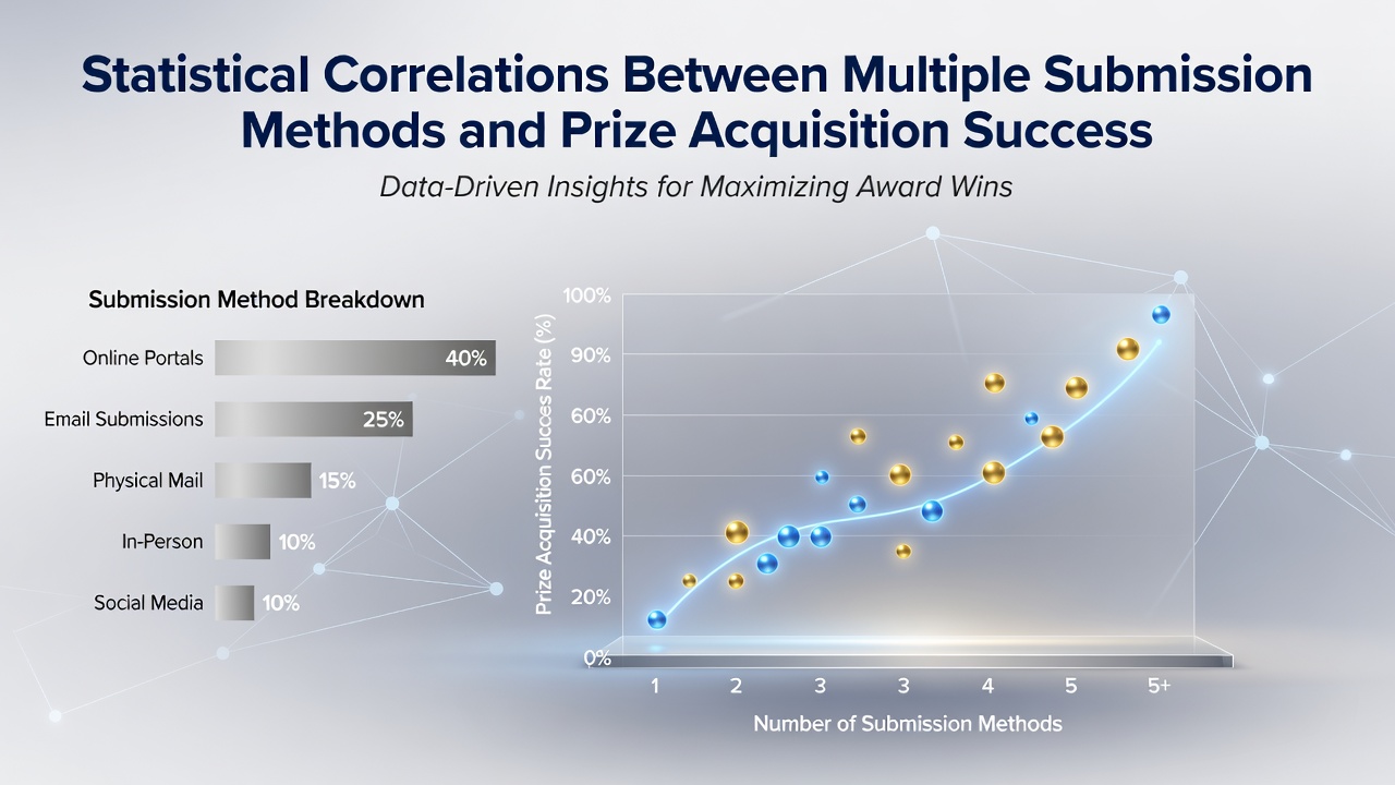 Chart displaying statistical correlations between various submission methods and prize win rates across multiple contests
