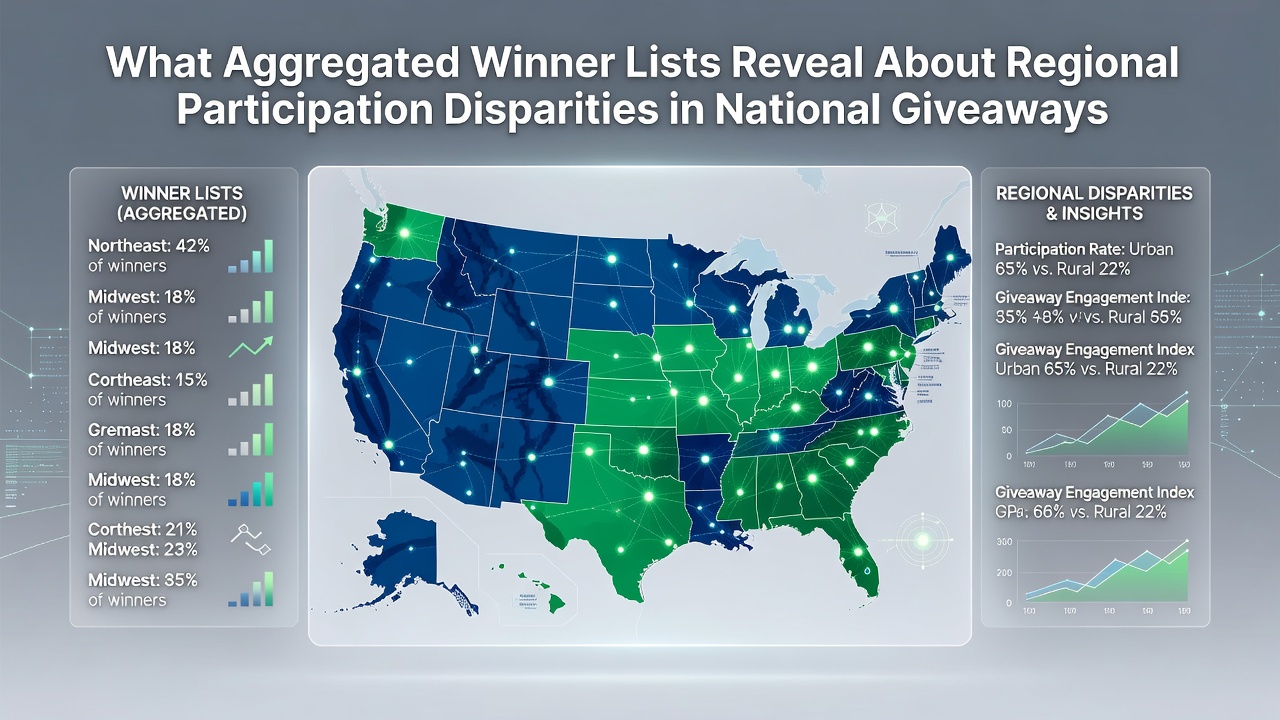 Map overlay showing winner distribution across US regions from national sweepstakes data