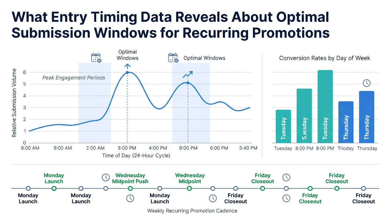Graph displaying weekly and monthly entry distribution trends for recurring promotions